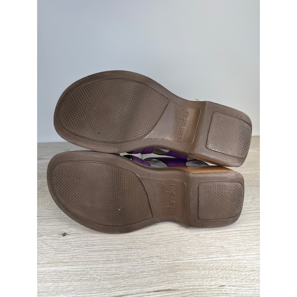 Vintage Dansko Womens EU 39 Plum Leather Strappy Platform Wedge Sandals - Picture 5 of 9